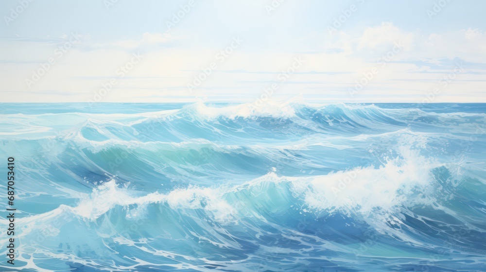 Blue ocean wave brushstroke acrylic oil painting Blue ocean wave brushstroke acrylic oil painting