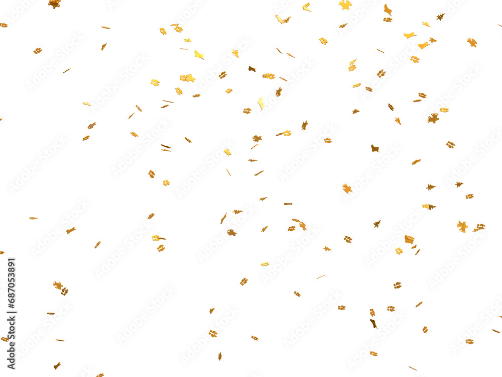 Obraz premium Realistic Golden Confetti and serpentine explosion For The Festival Party Ribbon Blast Carnival Elements Or Birthday Celebration 