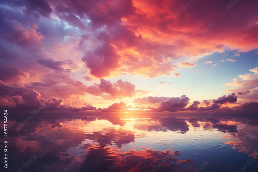 a sunset over water with clouds a sunset over water with clouds