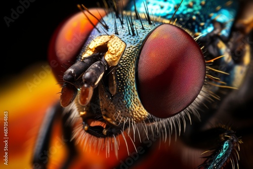 Photo of a fly's compound eye in extreme detail. Generative AI © Aditya