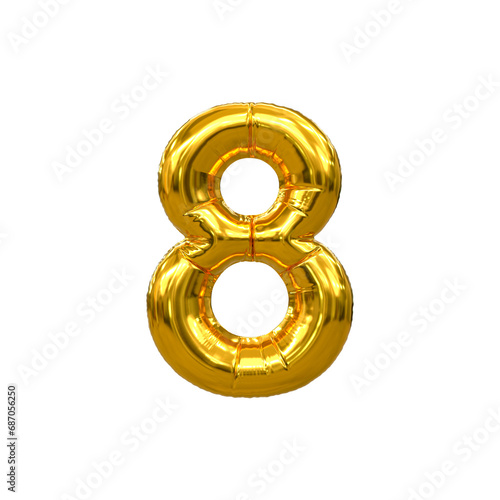 3d rendering of golden 8, Eight Number for your unique selling poster banner ads Party or birthday design
