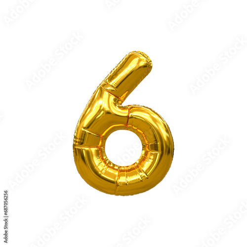 3d rendering of golden 6, six Number for your unique selling poster banner ads Party or birthday design