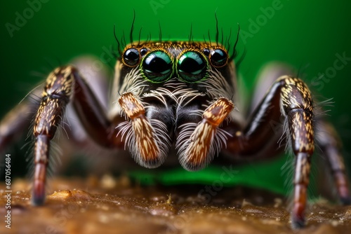 Photo of the minute eyes of a tiny jumping spider. Generative AI © Aditya