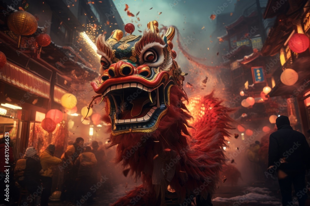 Urban Spectacle of Dragon Parade Celebrating Chinese New Year” Urban Spectacle of Dragon Parade Celebrating Chinese New Year”