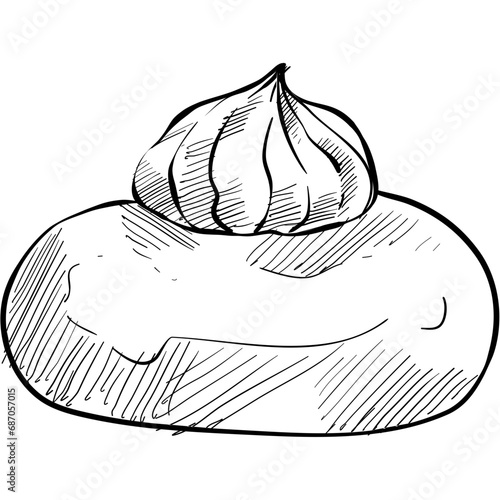 cream puff cake handdrawn illustration