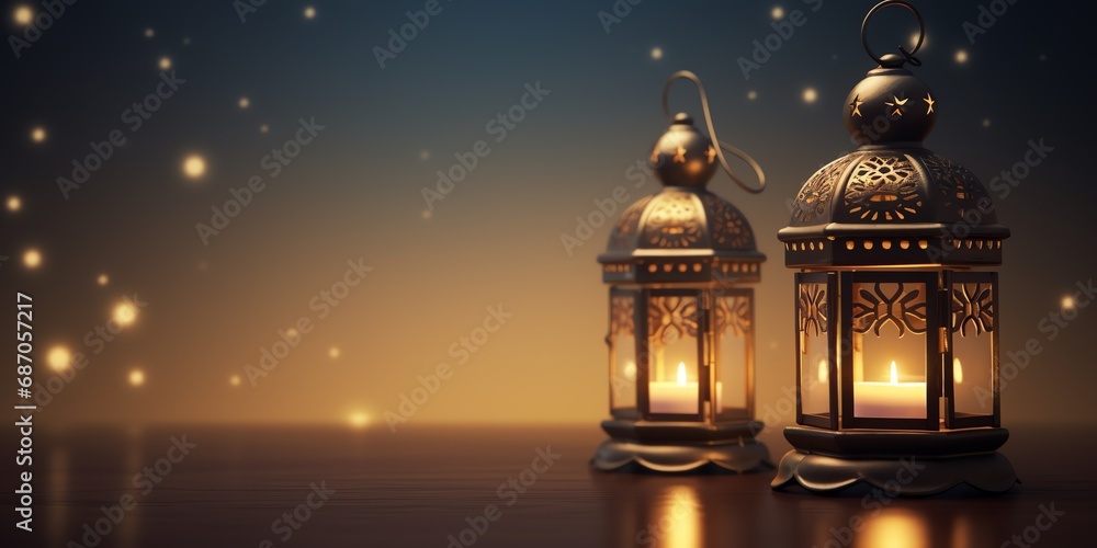 a pair of lanterns with lit candles a pair of lanterns with lit candles