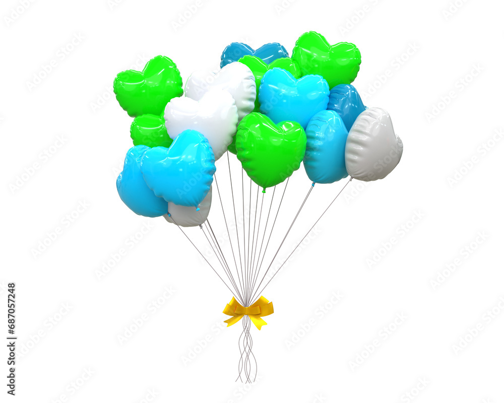 Fototapeta premium Helium balloons in soft pastel colours valentine's day wedding and birthday balloon 3d rendering