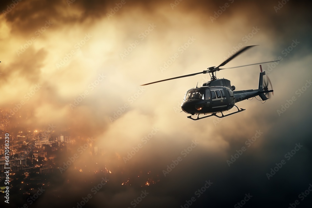 a helicopter flying in the sky a helicopter flying in the sky