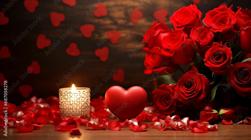 valentine background with red roses and a heart valentine background with red roses and a heart