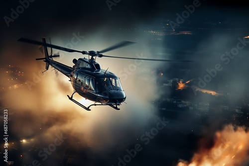 a helicopter flying in the air photo