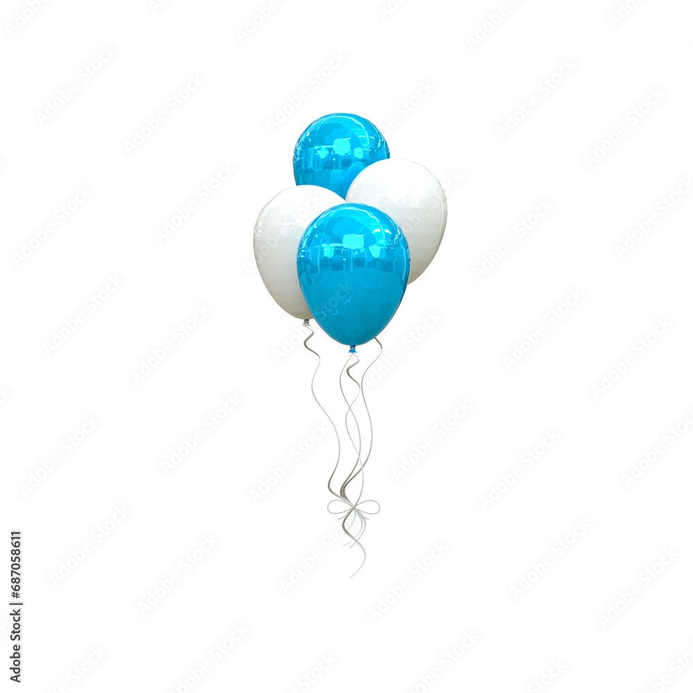 Helium balloons in soft pastel colours valentine's day wedding and birthday balloon 3d rendering