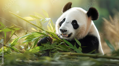 A black and white panda