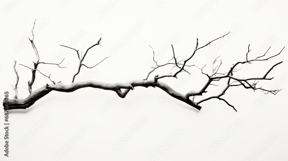 A black and white photo of a dead tree