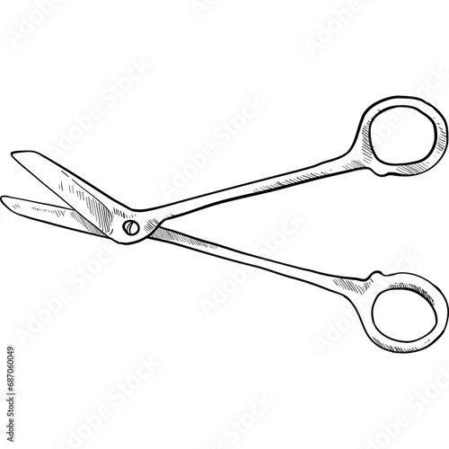 surgical scissors handdrawn illustration