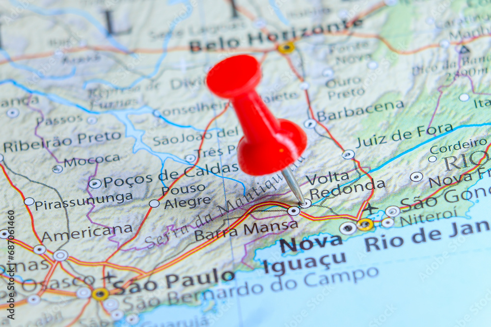 Volta Redonda, Brazil pin on map Volta Redonda, Brazil pin on map