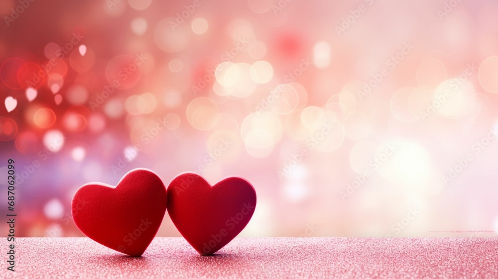 Valentine abstract background with a two hearts and beautiful bokeh Valentine abstract background with a two hearts and beautiful bokeh