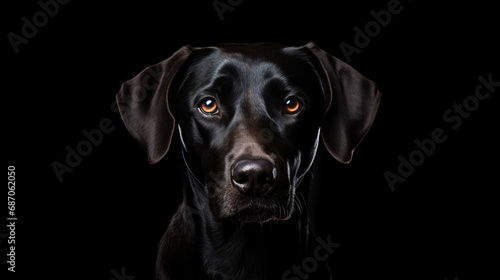 A black dog with a black background © UsamaR