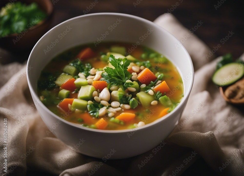 Vegetable soup in a bowl. Vegetable soup in a bowl.