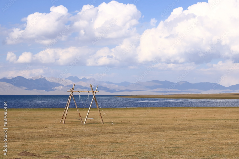 Naklejka premium Song kol Lake, Kyrgyzstan, Central Asia