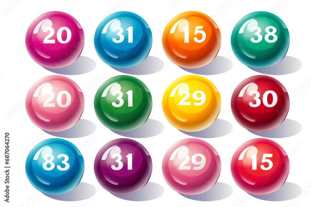 Colorful balls with numbers of a lottery drawing machine.generative ai Colorful balls with numbers of a lottery drawing machine.generative ai