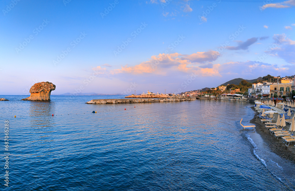 Φωτογραφία Townscape of Lacco Ameno at dusk in Ischia Island, Italy