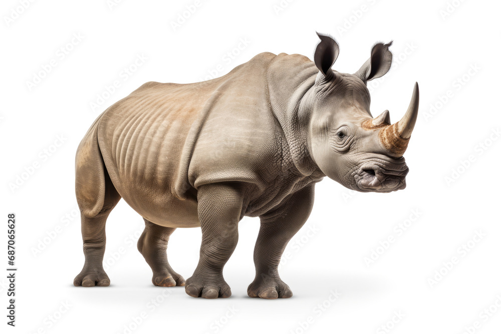 Fototapeta premium Rhinoceros isolated on white background.generative ai