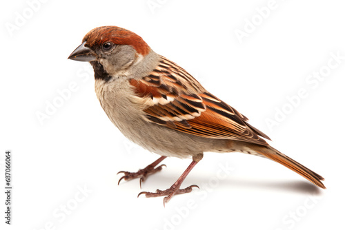 Sparrow isolated on white background, close up view.generative ai © Ivan