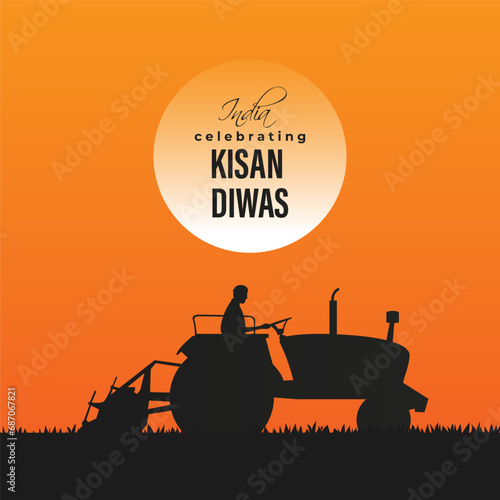 Vector illustration of Kisan Diwas social media feed template