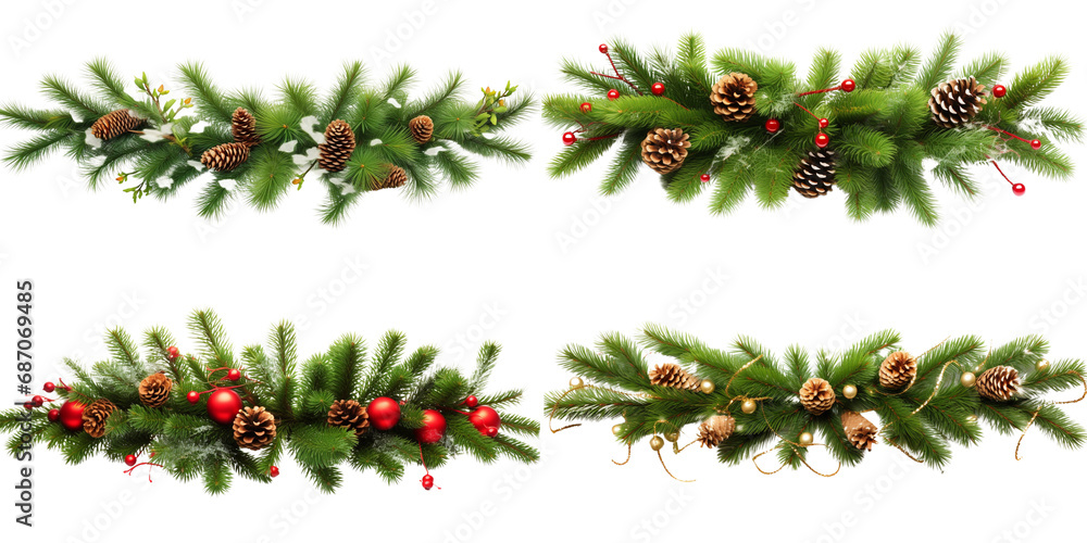 A set of Christmas Pine Branch with Delightful Decorations a Touch of Holiday Magic Festive Pine Elegance Isolated on a Transparent Background A set of Christmas Pine Branch with Delightful Decorations a Touch of Holiday Magic Festive Pine Elegance Isolated on a Transparent Background