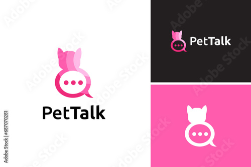 Abstract pet talk logo, chat logo design vector template