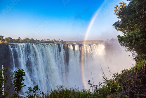 Closeup of the Victoria falls  on the Zimbabwe Zambia Border.