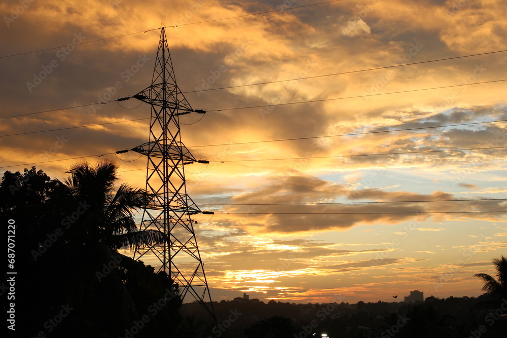 silhouette of a tower