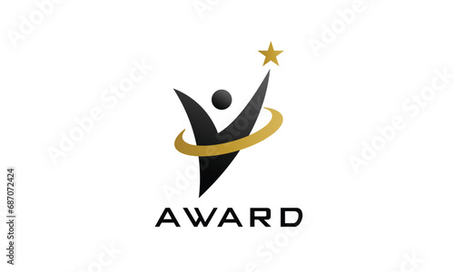 Champions trophy branding icon star logo vector minimalist design rewarding first winner symbol success achievement competition