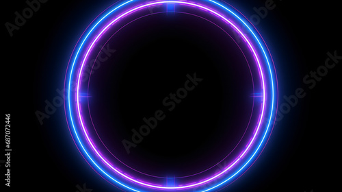A circular neon frame