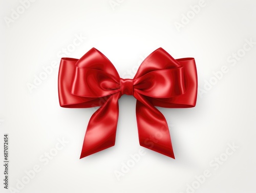 Red bow. A bow on a white background. A gift with a bow. Red bow on white background