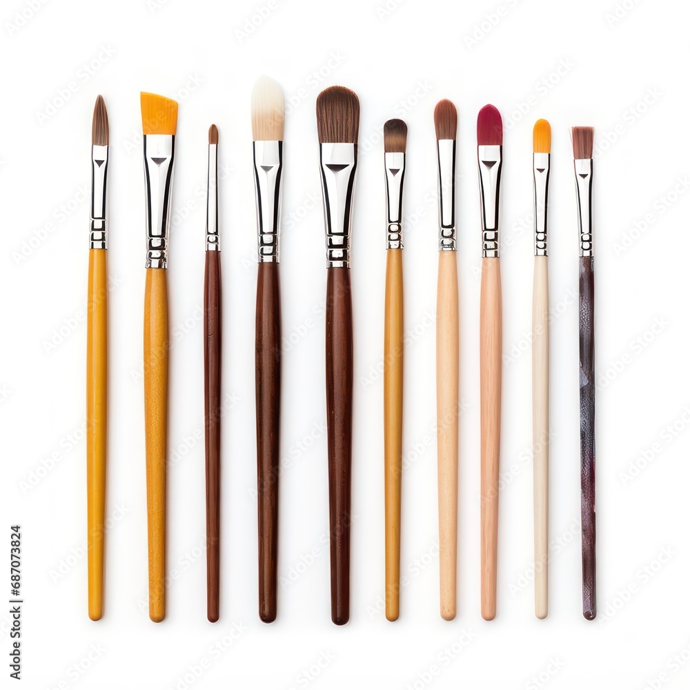 Assorted paint brushes isolated on white background. Art supplies. Assorted paint brushes isolated on white background. Art supplies.