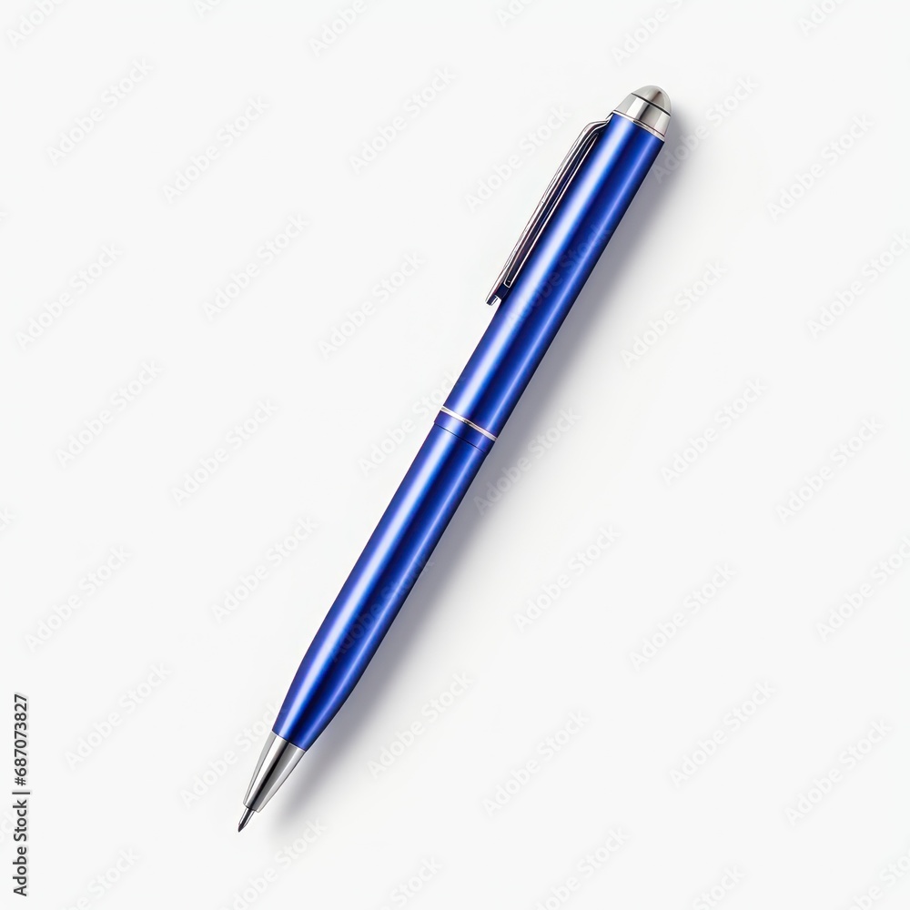 Blue Ballpoint Pen isolated on white background Blue Ballpoint Pen isolated on white background