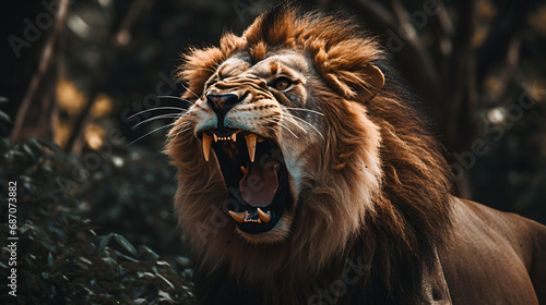 A close up of a lion