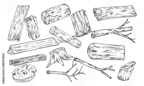 wood handdrawn collection