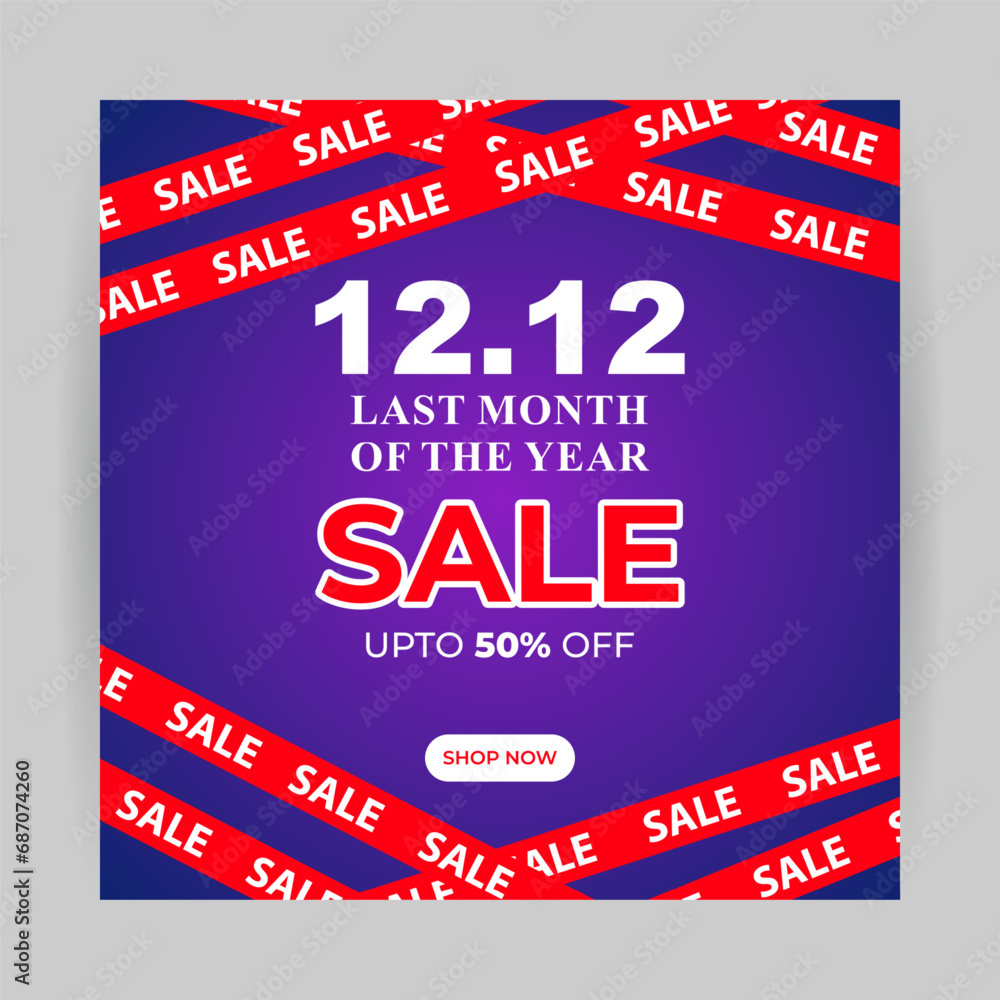 Naklejka premium Vector illustration of 12 12 Sale social media feed template