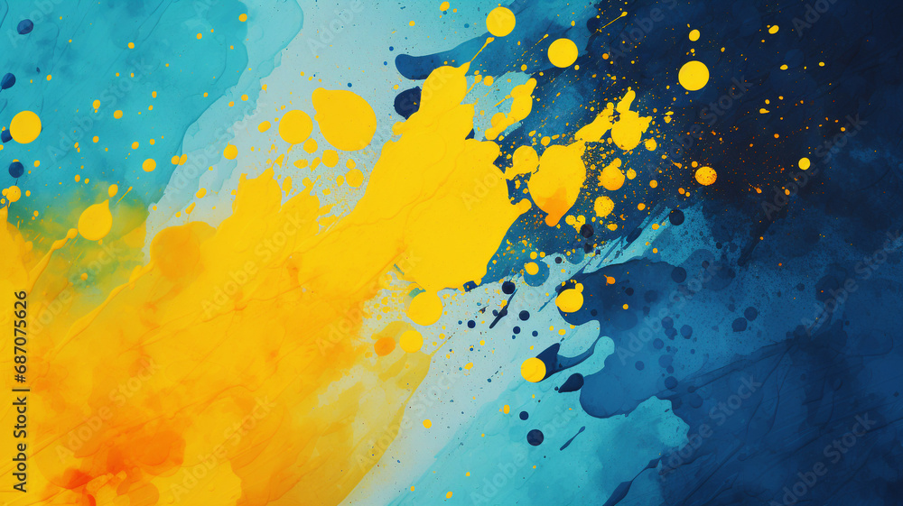 yellow and blue paint on dotted texture background