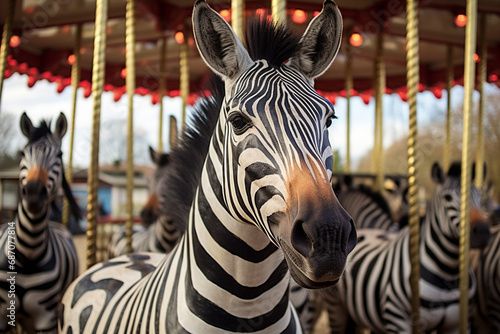 Zoological Carousel: Zebras Studied on the African Savanna. © Natalia