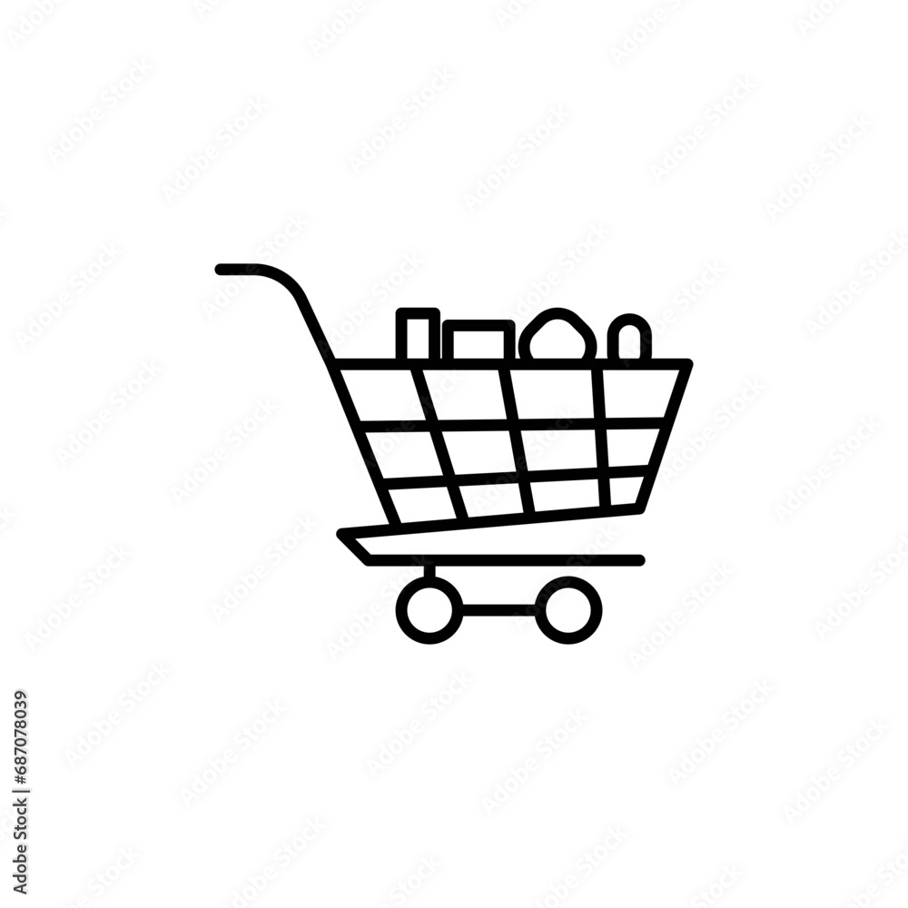 Cart with product vector icon set. vector illustration