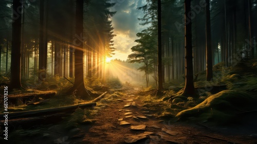 sun rays in the forest