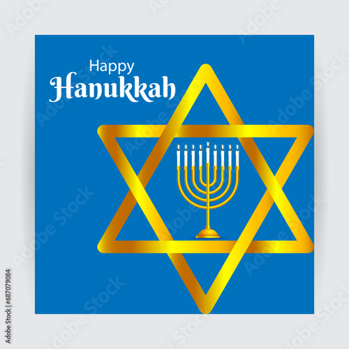 Vector illustration of Happy Hanukkah social media feed template