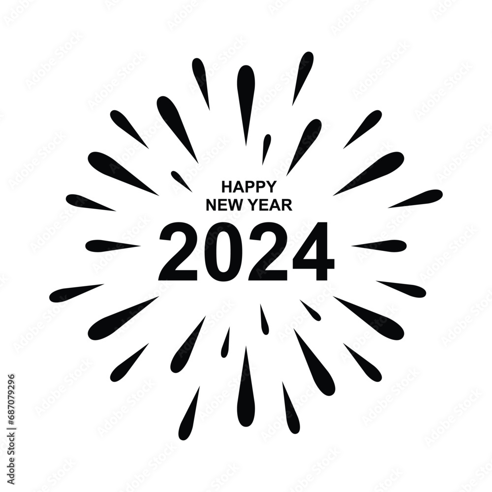 2024 year. Happy New Year 2024 vector. 2024 number design vector illustration. 2024 New Year