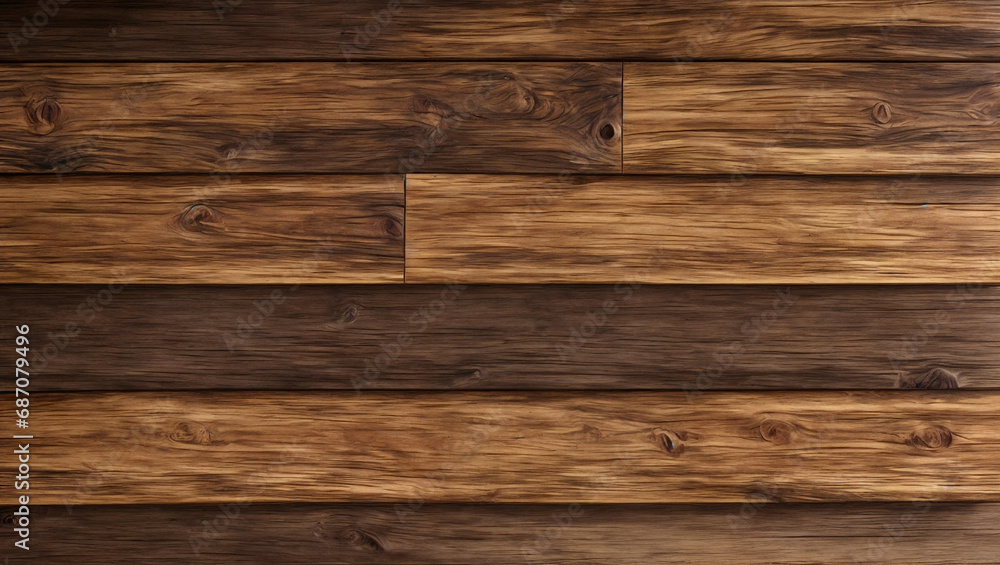 Fototapeta premium Old wooden waxed plank wall. Rustic background. 