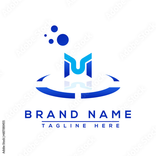 Letter MU blue Professional logo for all kinds of business