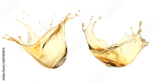 Set of Swirl and splash of white wine, isolated on white background