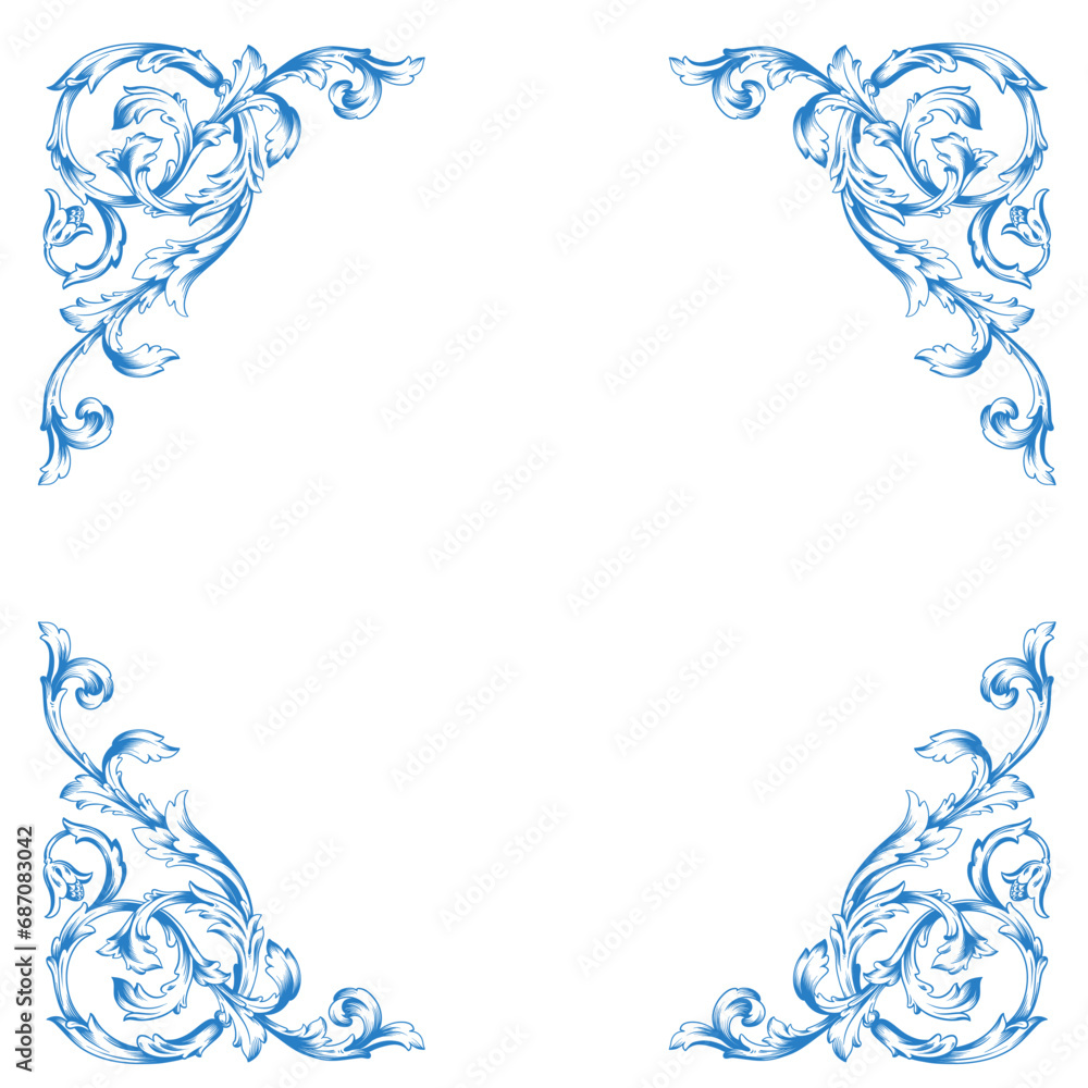 Border or frame decorative filigree calligraphy element in baroque style vintage and retro